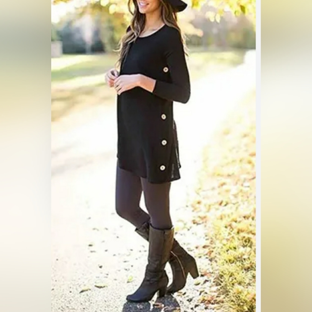 🔵 Black Long Sleeve Dress for the Fall and Winter Sz L